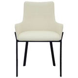 Dining Chairs 4 pcs Cream Fabric - Side View