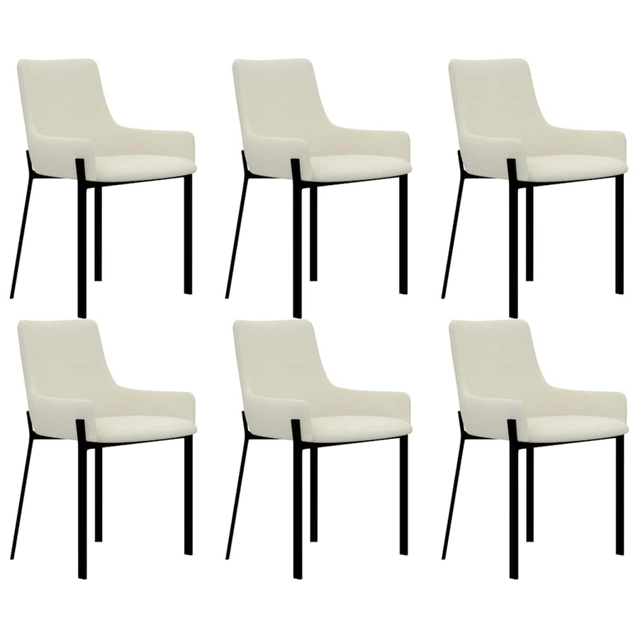 Dining Chairs 6 pcs Cream Fabric
