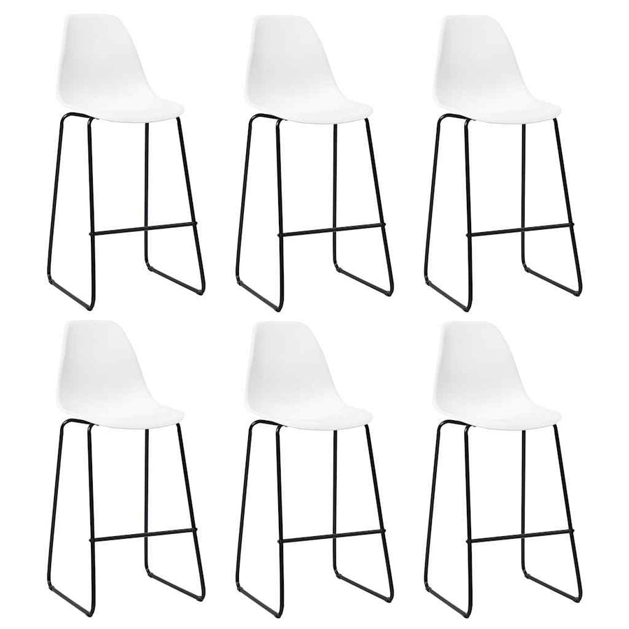 Bar Stools 6 pcs White Plastic