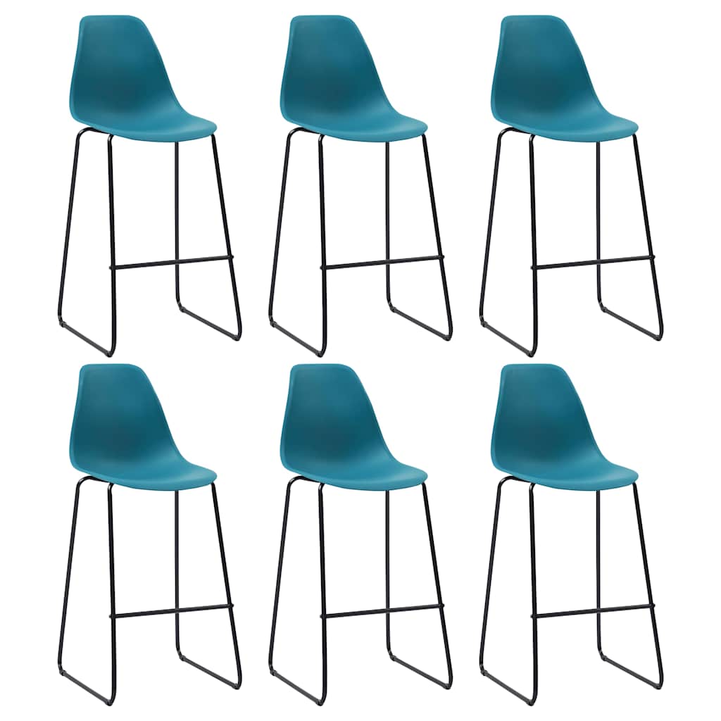 Bar Stools 6 pcs Turquoise Plastic