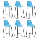 Bar Stools 6 pcs Blue Plastic