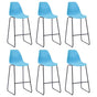 Bar Stools 6 pcs Blue Plastic