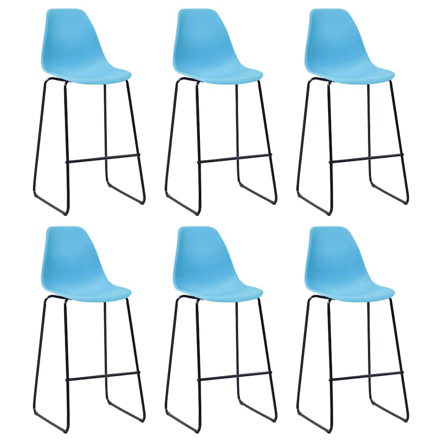 Bar Stools 6 pcs Blue Plastic