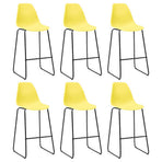 Bar Stools 6 pcs Yellow Plastic