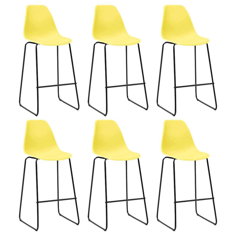 Bar Stools 6 pcs Yellow Plastic