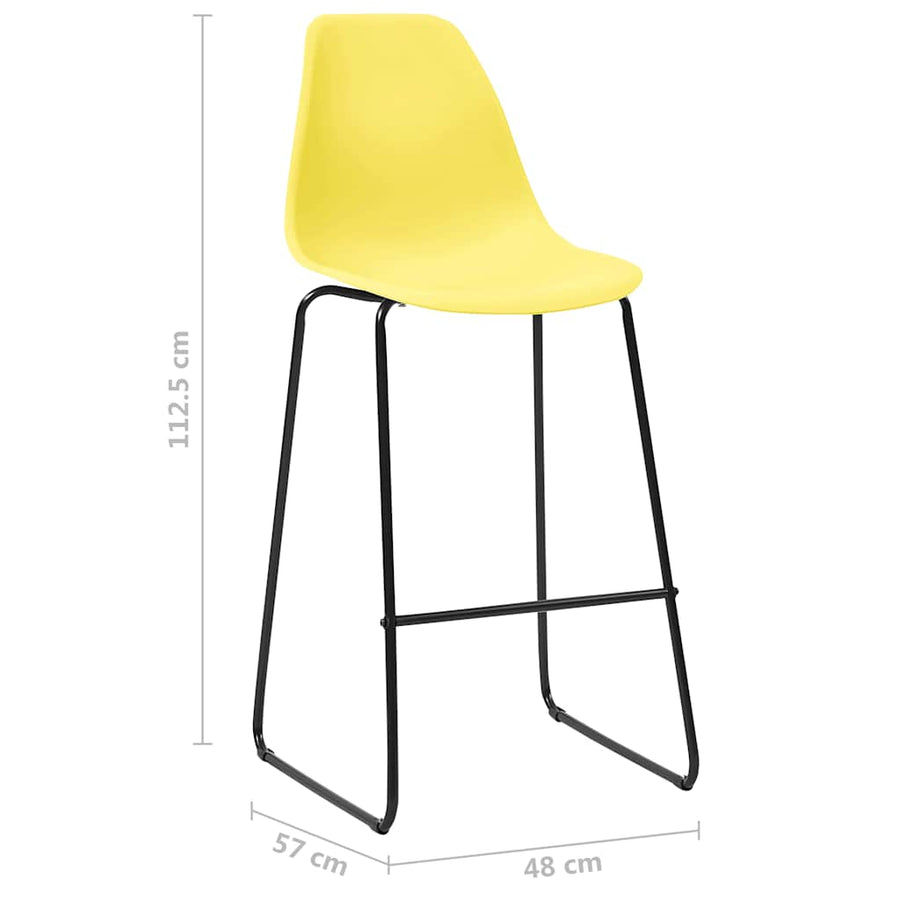 Bar Stools 6 pcs Yellow Plastic