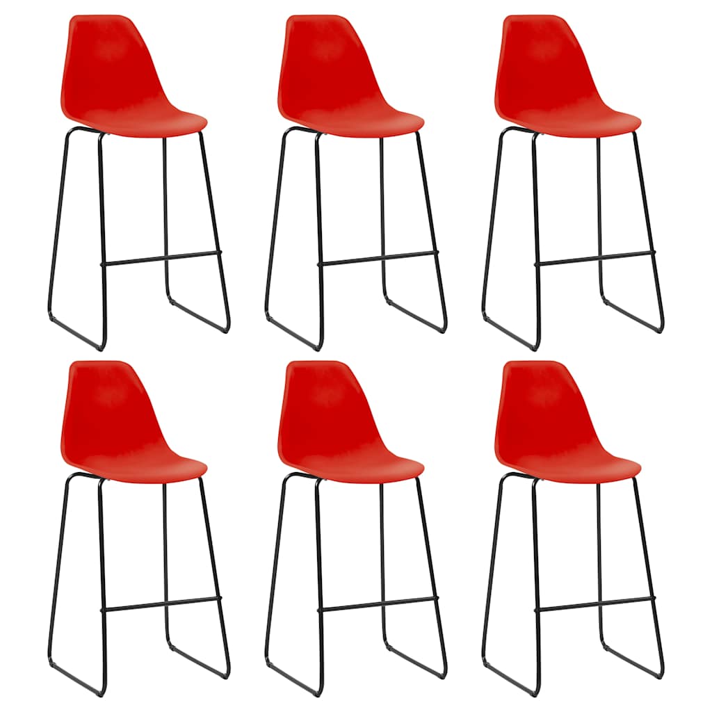 Bar Stools 6 pcs Red Plastic