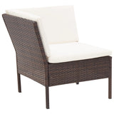 6 Piece Garden Lounge Set with Cushions Poly Rattan Brown - Side View