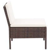 6 Piece Garden Lounge Set with Cushions Poly Rattan Brown