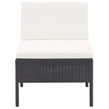 6 Piece Garden Lounge Set with Cushions Poly Rattan Black