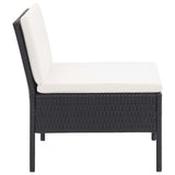 6 Piece Garden Lounge Set with Cushions Poly Rattan Black