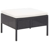 6 Piece Garden Lounge Set with Cushions Poly Rattan Black