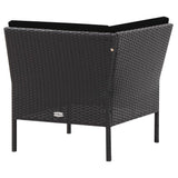 6 Piece Garden Lounge Set with Cushions Poly Rattan Black - 45-Degree Angle
