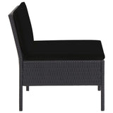 6 Piece Garden Lounge Set with Cushions Poly Rattan Black - Low Angle
