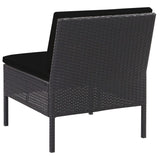 6 Piece Garden Lounge Set with Cushions Poly Rattan Black - Extra Image