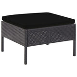 6 Piece Garden Lounge Set with Cushions Poly Rattan Black