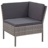 6 Piece Garden Lounge Set with Cushions Poly Rattan Grey - Side View