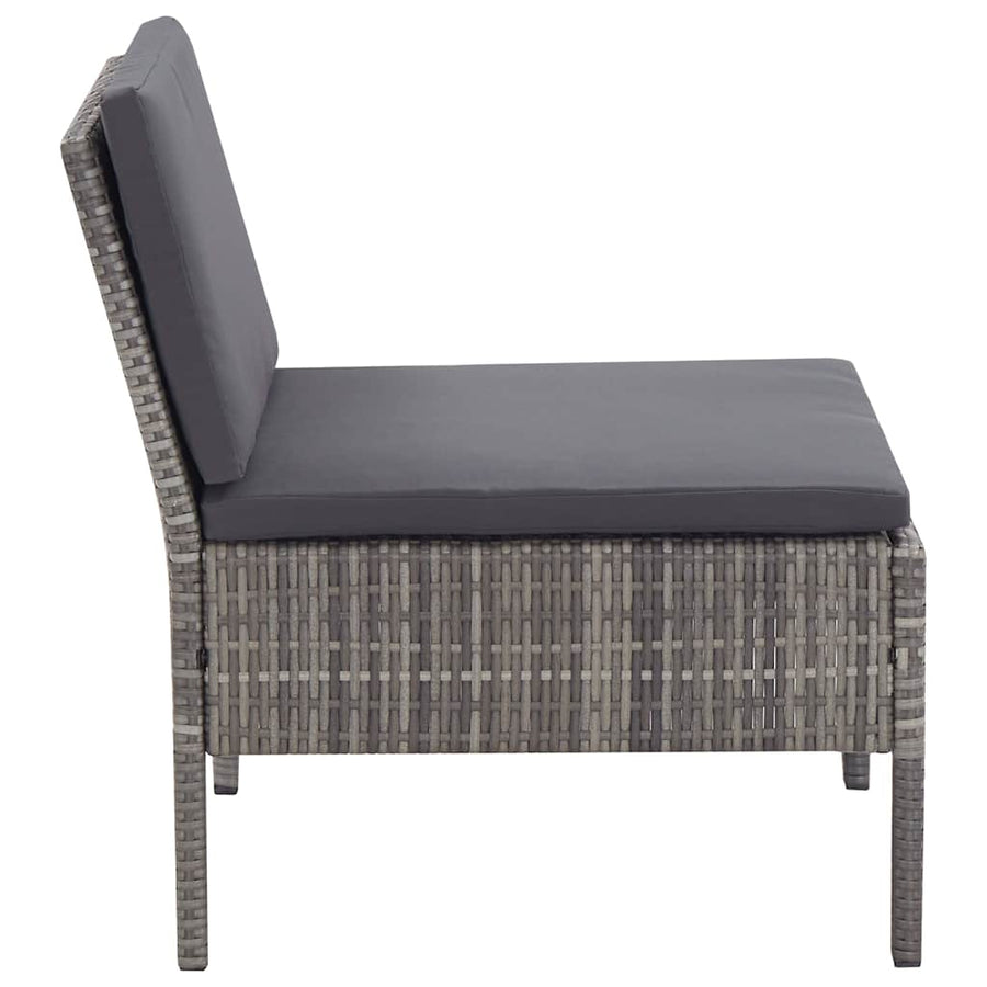 6 Piece Garden Lounge Set with Cushions Poly Rattan Grey
