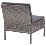 6 Piece Garden Lounge Set with Cushions Poly Rattan Grey - Low Angle