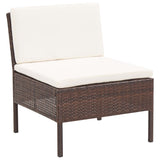 6 Piece Garden Lounge Set with Cushions Poly Rattan Brown - Extra Image