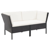 6 Piece Garden Lounge Set with Cushions Poly Rattan Black - Side View