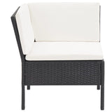 6 Piece Garden Lounge Set with Cushions Poly Rattan Black - Close-Up Angle