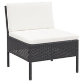 6 Piece Garden Lounge Set with Cushions Poly Rattan Black - Extra Image