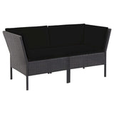 6 Piece Garden Lounge Set with Cushions Poly Rattan Black - Side View