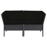 6 Piece Garden Lounge Set with Cushions Poly Rattan Black - Top-Down View