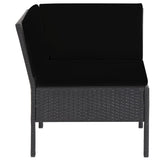 6 Piece Garden Lounge Set with Cushions Poly Rattan Black - Close-Up Angle