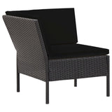 6 Piece Garden Lounge Set with Cushions Poly Rattan Black - Low Angle