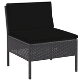 6 Piece Garden Lounge Set with Cushions Poly Rattan Black - Extra Image
