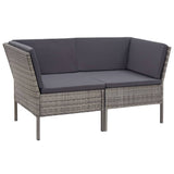 6 Piece Garden Lounge Set with Cushions Poly Rattan Grey - Side View