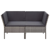 6 Piece Garden Lounge Set with Cushions Poly Rattan Grey - Top-Down View