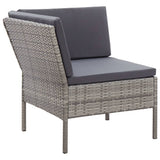 6 Piece Garden Lounge Set with Cushions Poly Rattan Grey - Low Angle