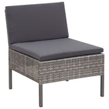 6 Piece Garden Lounge Set with Cushions Poly Rattan Grey - Extra Image
