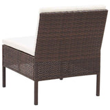6 Piece Garden Lounge Set with Cushions Poly Rattan Brown