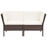 6 Piece Garden Lounge Set with Cushions Poly Rattan Brown - Top-Down View