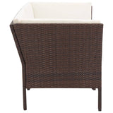 6 Piece Garden Lounge Set with Cushions Poly Rattan Brown - 45-Degree Angle
