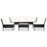 6 Piece Garden Lounge Set with Cushions Poly Rattan Black