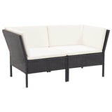6 Piece Garden Lounge Set with Cushions Poly Rattan Black - Side View