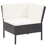 6 Piece Garden Lounge Set with Cushions Poly Rattan Black - Rear View