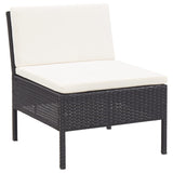 6 Piece Garden Lounge Set with Cushions Poly Rattan Black - Extra Image