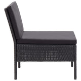 6 Piece Garden Lounge Set with Cushions Poly Rattan Black