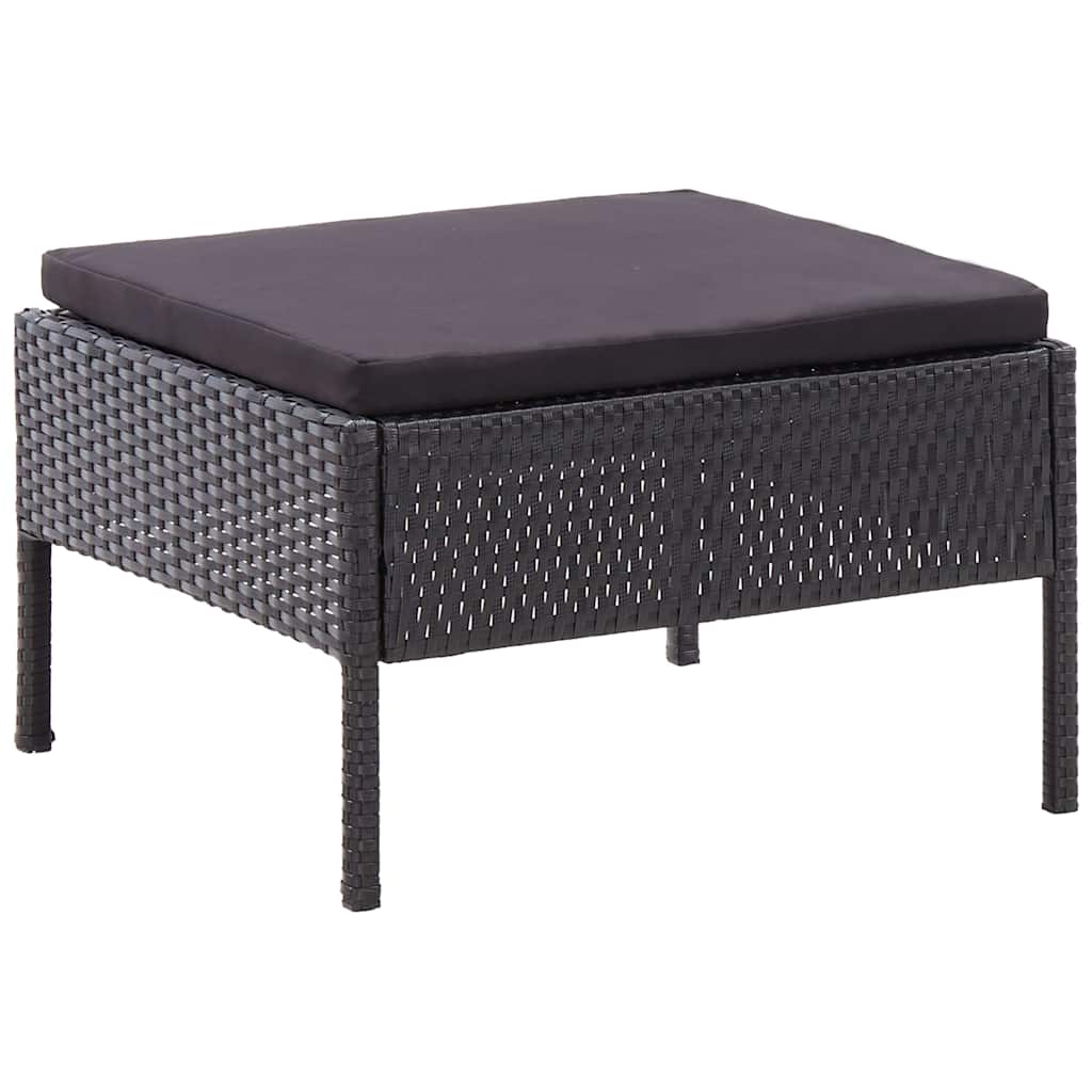 6 Piece Garden Lounge Set with Cushions Poly Rattan Black