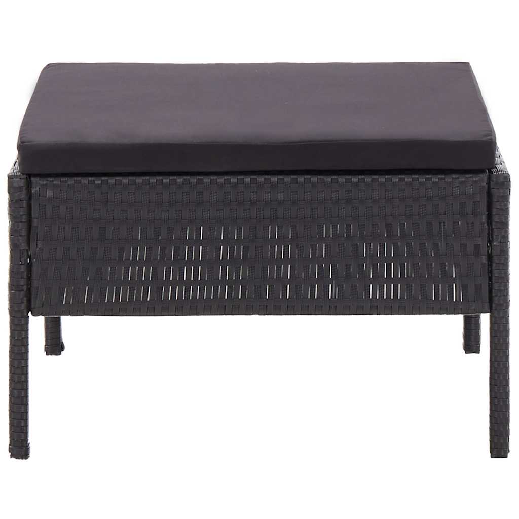6 Piece Garden Lounge Set with Cushions Poly Rattan Black