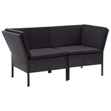 6 Piece Garden Lounge Set with Cushions Poly Rattan Black - Side View