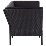 6 Piece Garden Lounge Set with Cushions Poly Rattan Black
