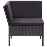 6 Piece Garden Lounge Set with Cushions Poly Rattan Black - Rear View