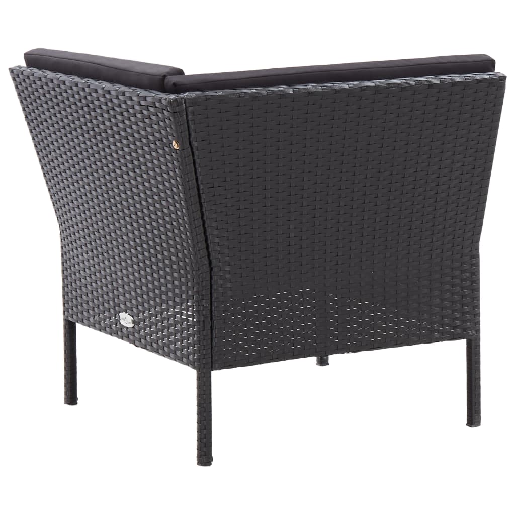6 Piece Garden Lounge Set with Cushions Poly Rattan Black